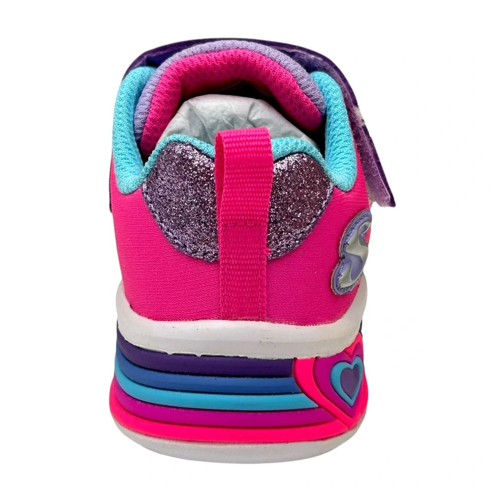 Skechers Baby Girls Slip-on Light-up Sneaker Size 6 Pink-Purple-Mult Lightweight
